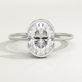 2.0 CT Oval Cut Half Bezel Lab-Grown Diamond Engagement Ring