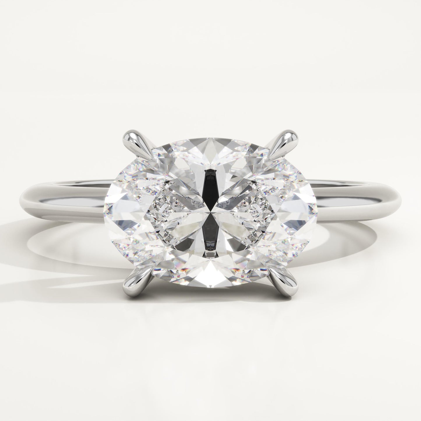 East West Oval Cut Solitaire Lab-Grown Diamond Engagement Ring