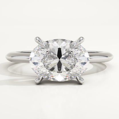 East West Oval Cut Solitaire Lab-Grown Diamond Engagement Ring