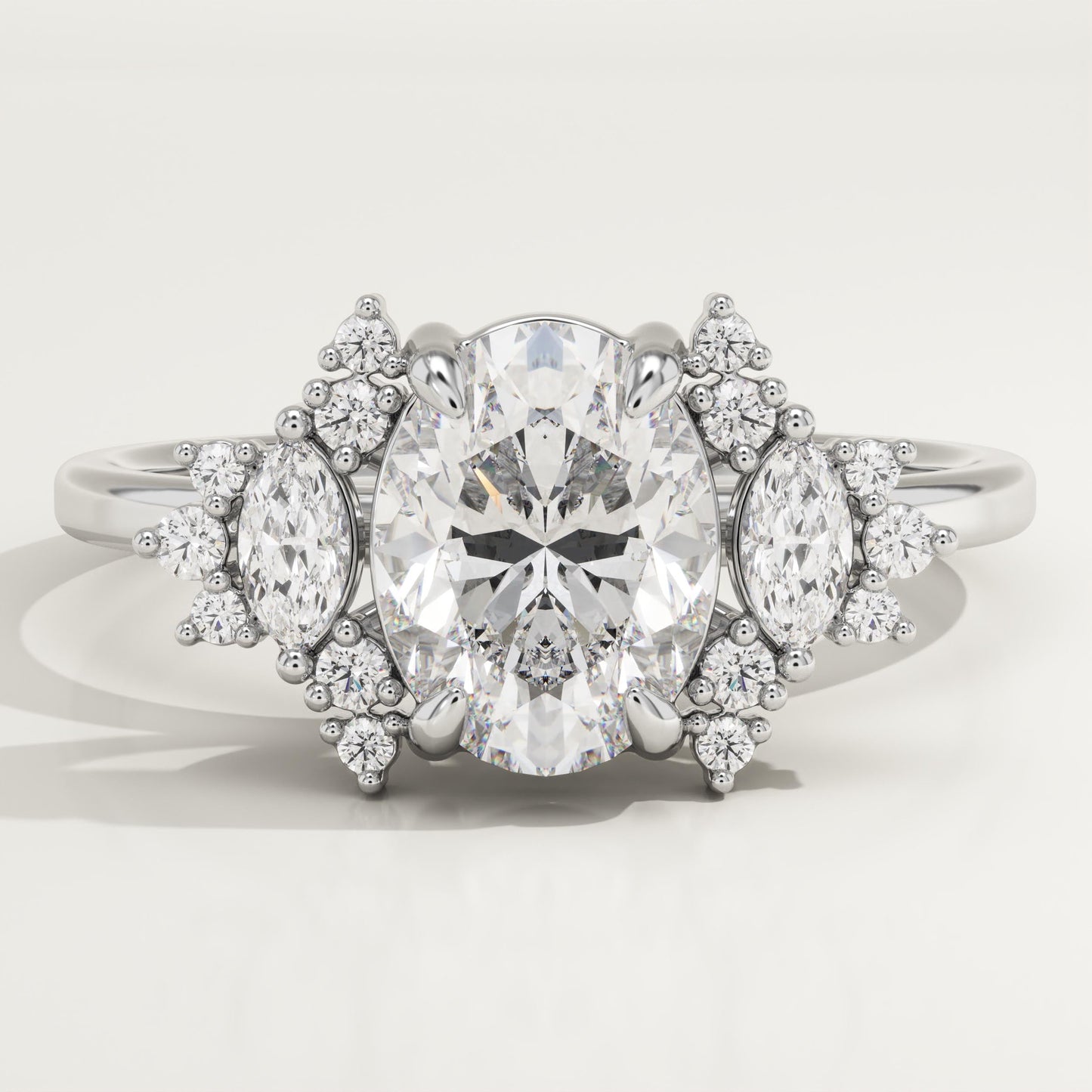 Oval Cut Cluster Lab-Grown Diamond Engagement Ring