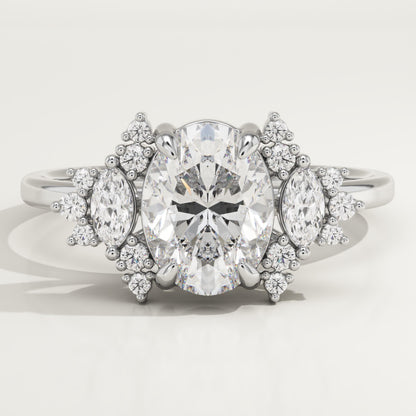 Oval Cut Cluster Lab-Grown Diamond Engagement Ring