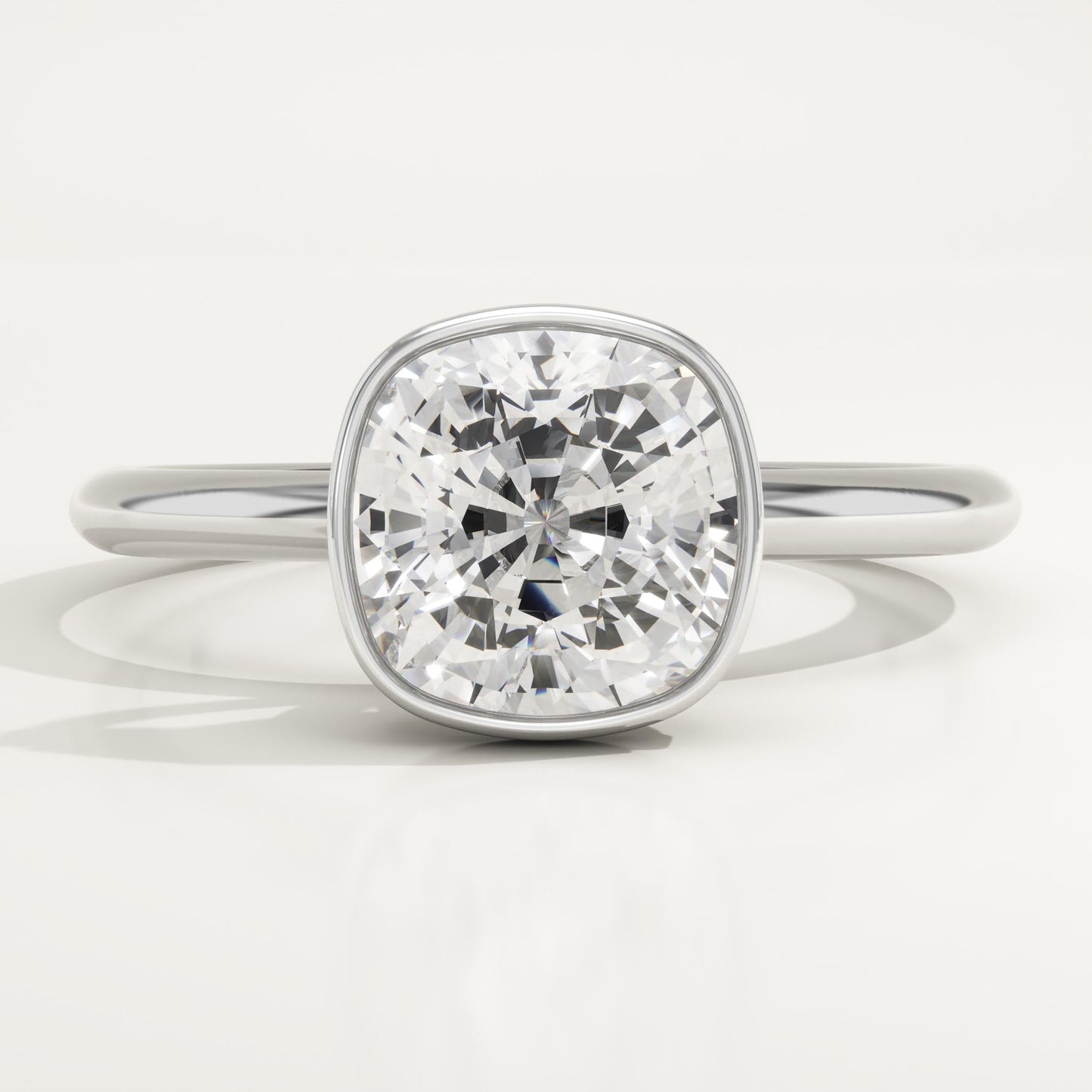 Cushion Cut Bezel Lab-Grown Diamond Engagement Ring