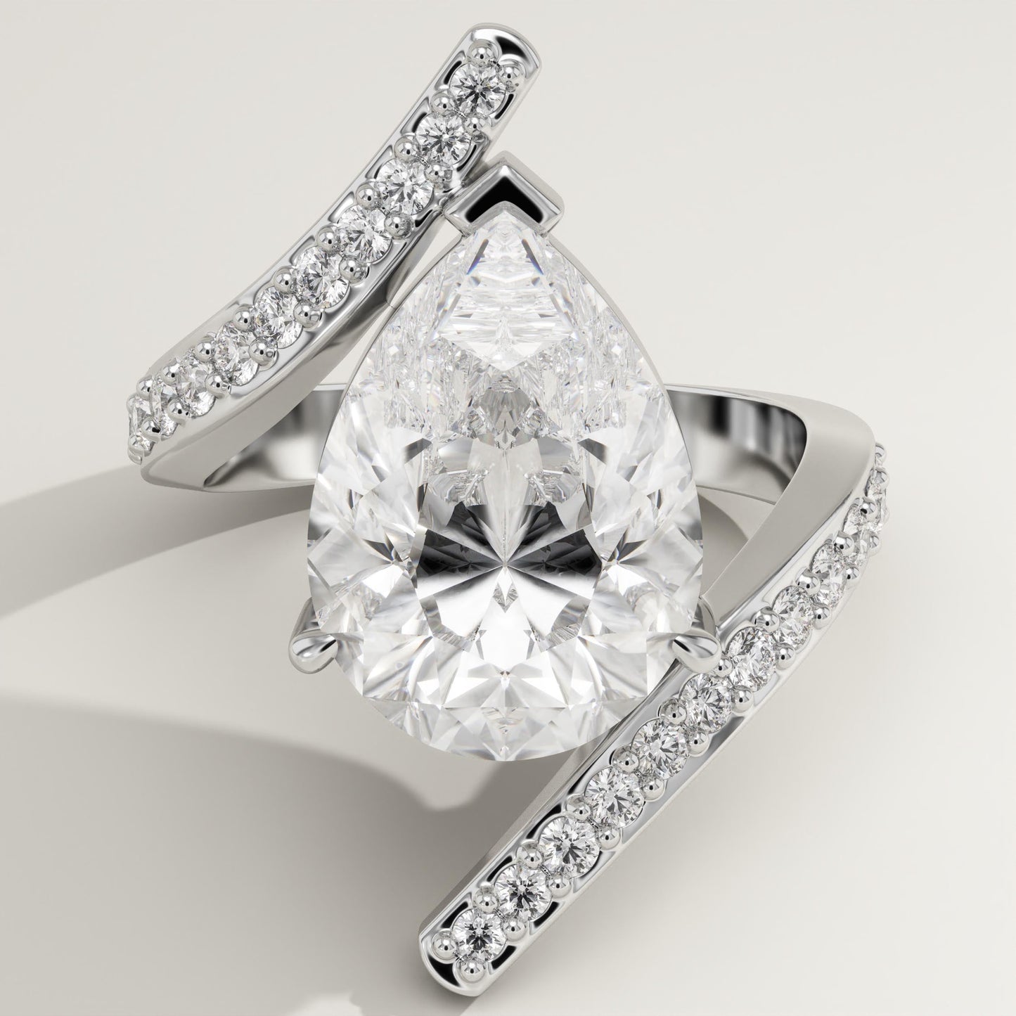 Pear Cut Twisted Pave Lab-Grown Diamond Engagement Ring