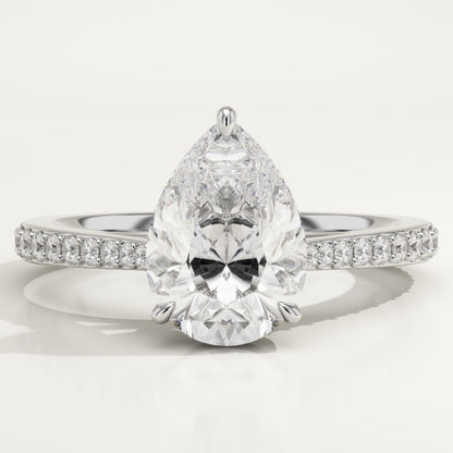 Pear Cut Pave Cathedral Lab-Grown Diamond Engagement Ring