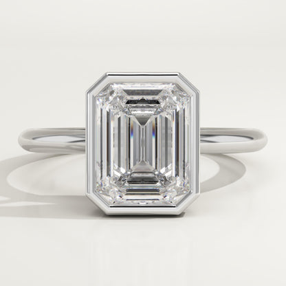 1.75 CT Emerald Cut Bezel Moissanite Engagement Ring