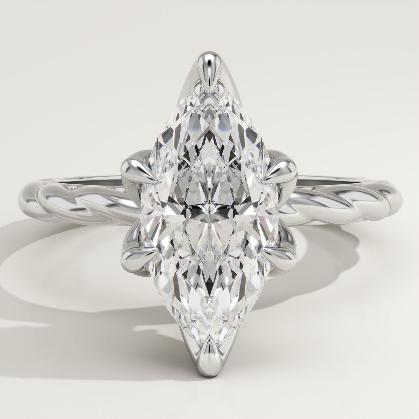 Marquise Cut Twisted Shank Lab-Grown Diamond Engagement Ring