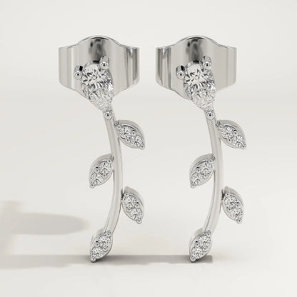 0.66 TCW Pear & Round Lab-Grown Diamond Drop Earrings