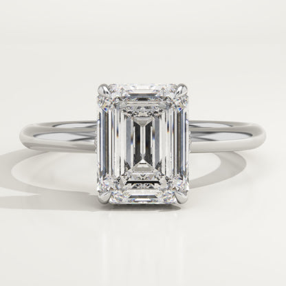 2 CT Emerald Cut Hidden Halo Moissanite Engagement Ring