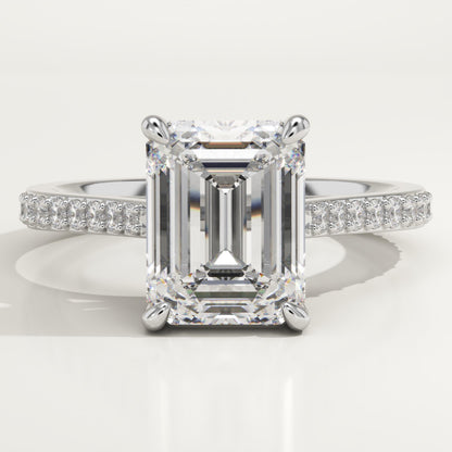 Emerald Cut Pave Cathedral Lab-Grown Diamond Engagement Ring