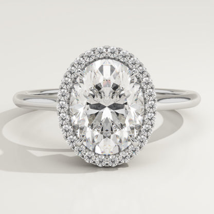 Oval Cut Halo Split Shank Lab-Grown Diamond Engagement Ring