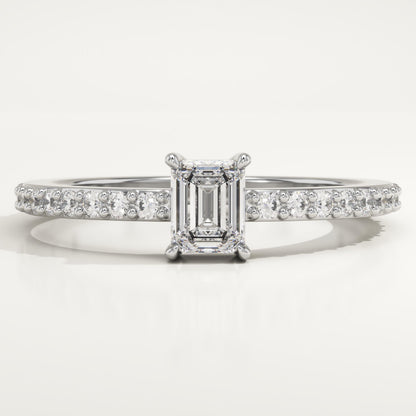 Emerald Cut Pave Lab-Grown Diamond Engagement Ring