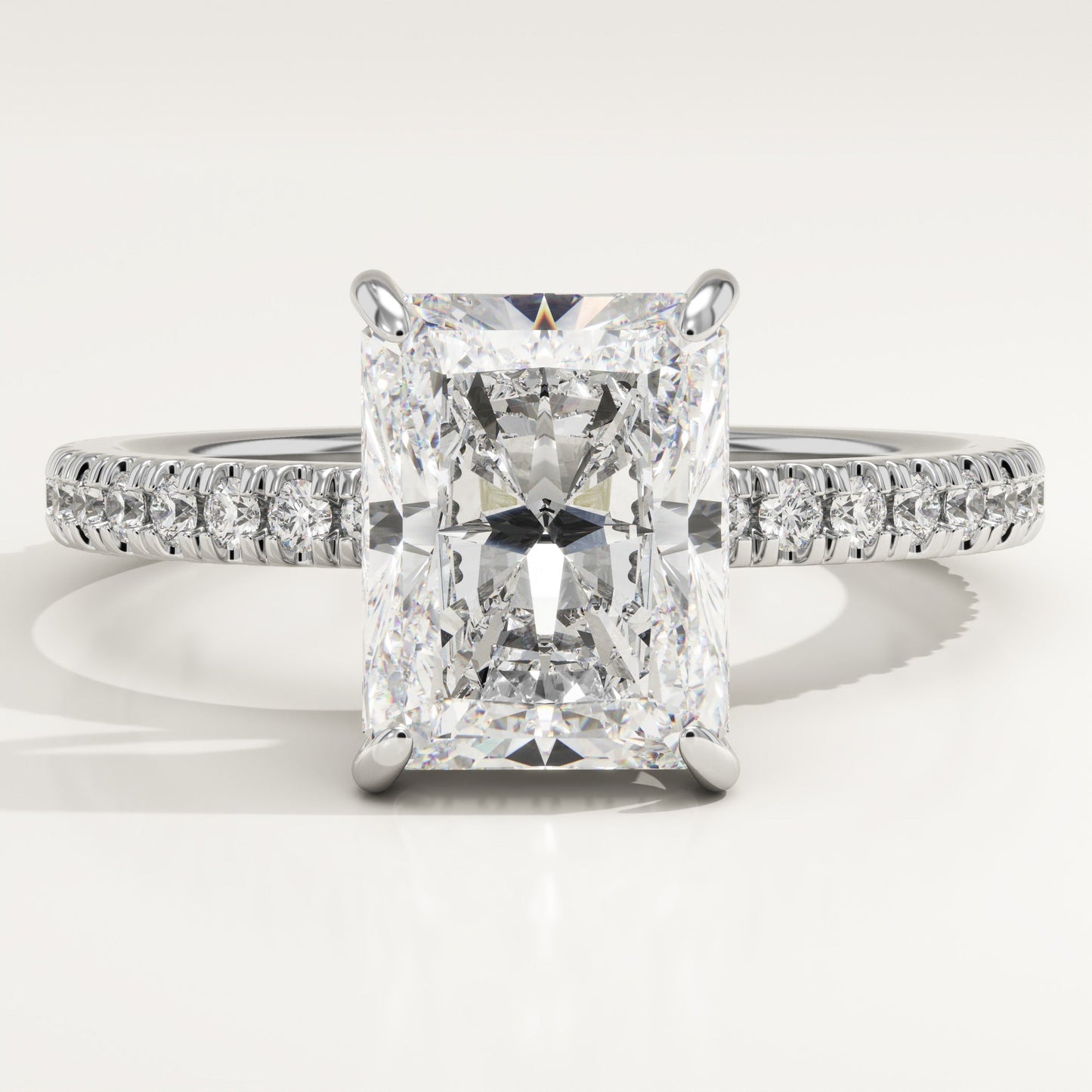 Radiant Cut Hidden Halo & Pave Lab-Grown Diamond Engagement Ring