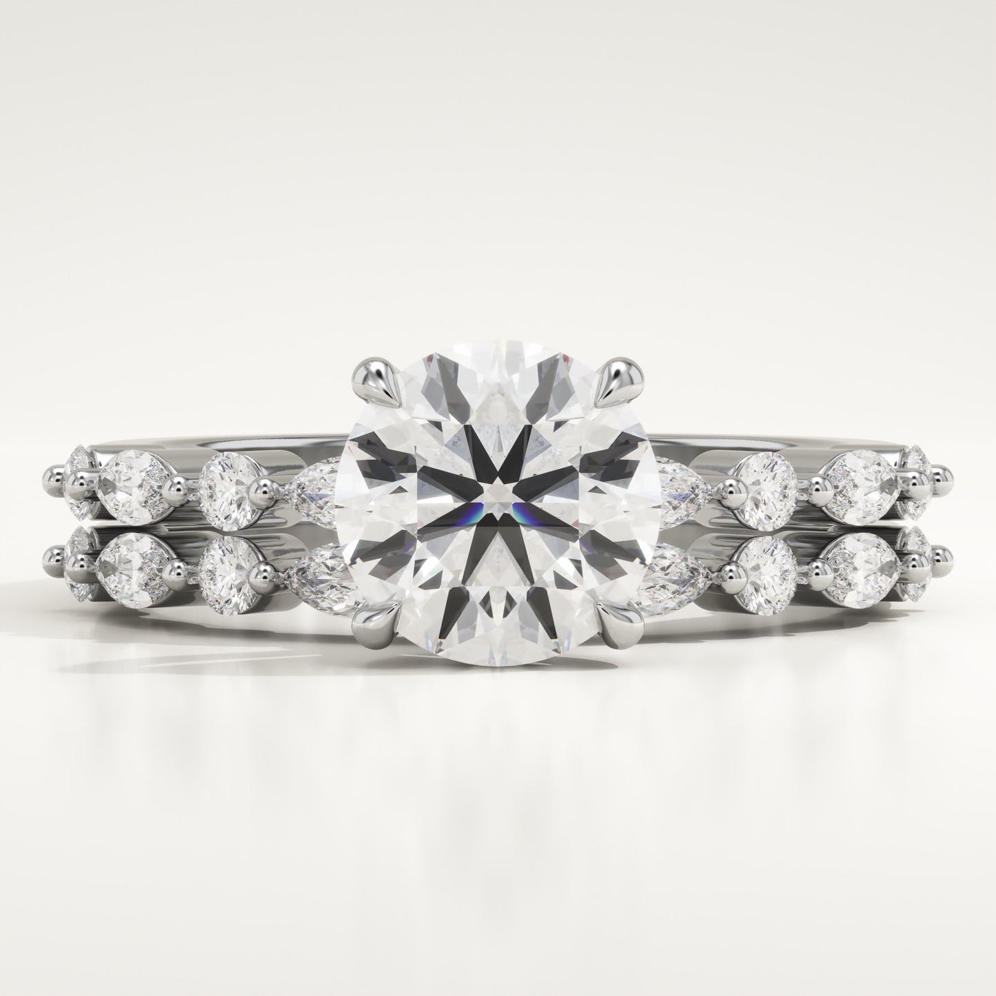 Round Cut Pave Lab-Grown Diamond Bridal Set