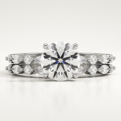 Round Cut Pave Lab-Grown Diamond Bridal Set