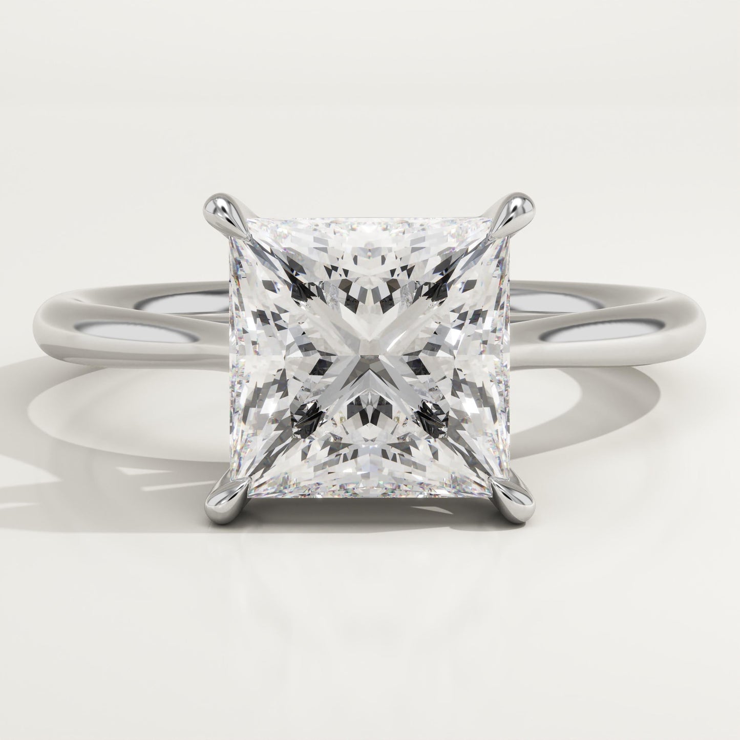 Princess Cut Solitaire Cathedral Lab-Grown Diamond Engagement Ring