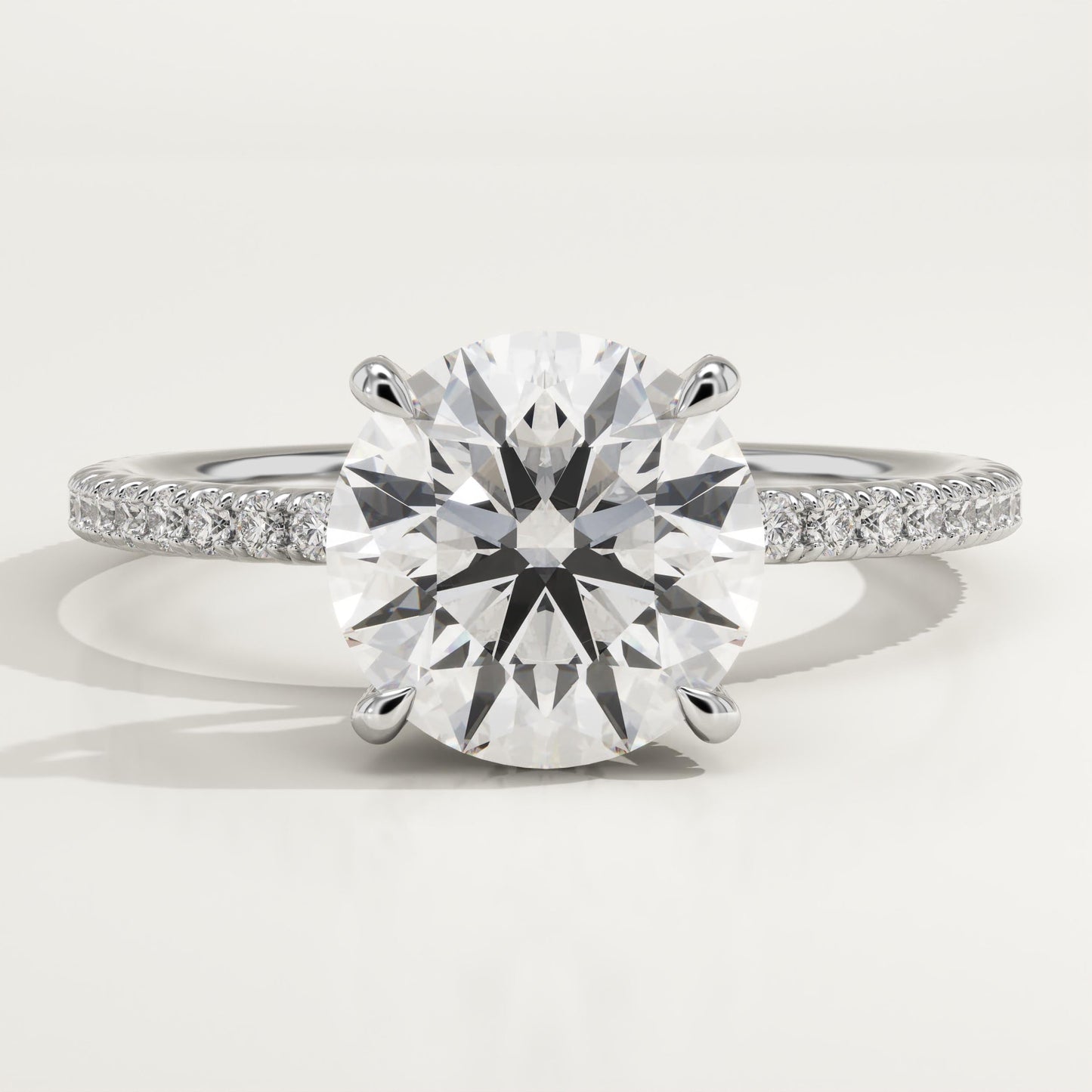 Round Cut Hidden Halo & Pave Lab-Grown Diamond Engagement Ring