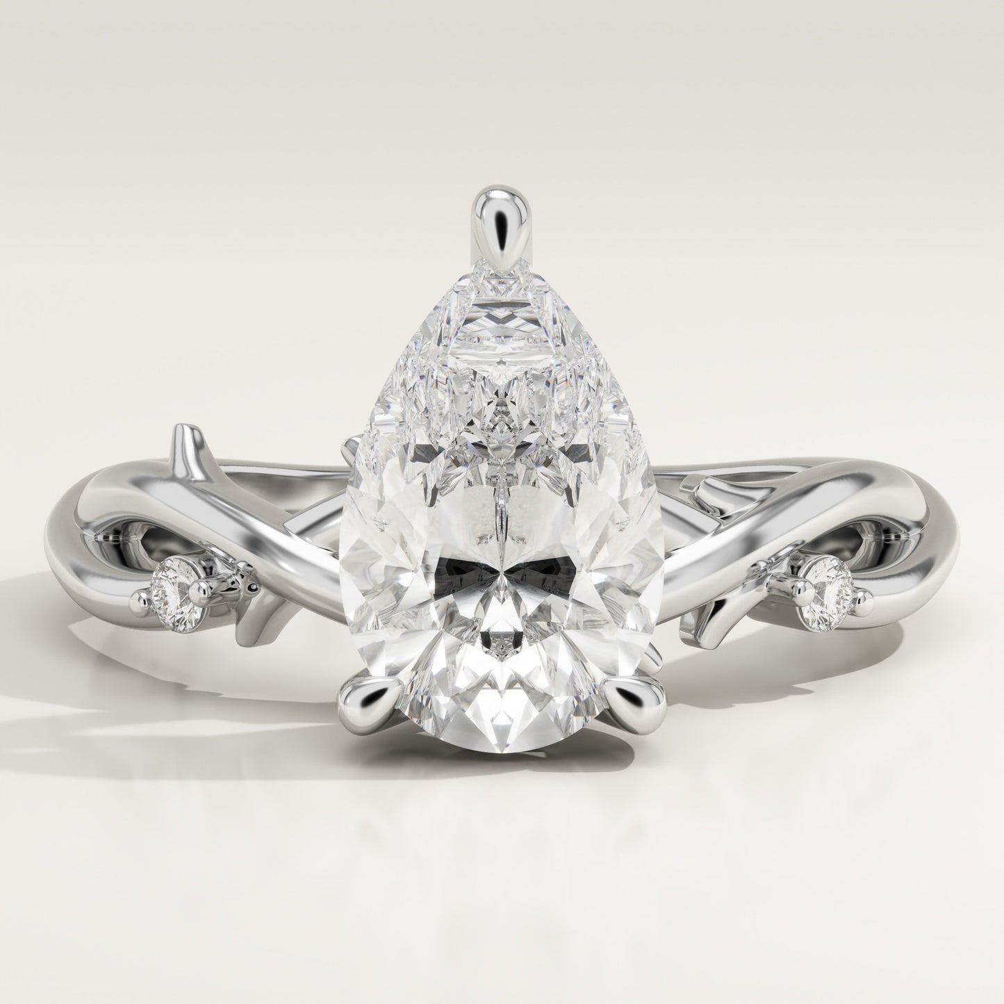 Pear Cut Twig Lab-Grown Diamond Engagement Ring