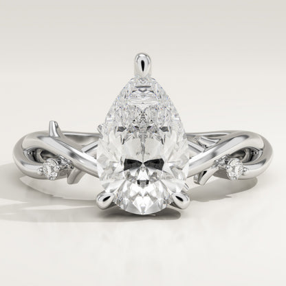 Pear Cut Twig Lab-Grown Diamond Engagement Ring