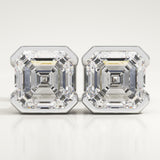 1 TCW Asscher Half Bezel Lab-Grown Diamond Stud Earrings