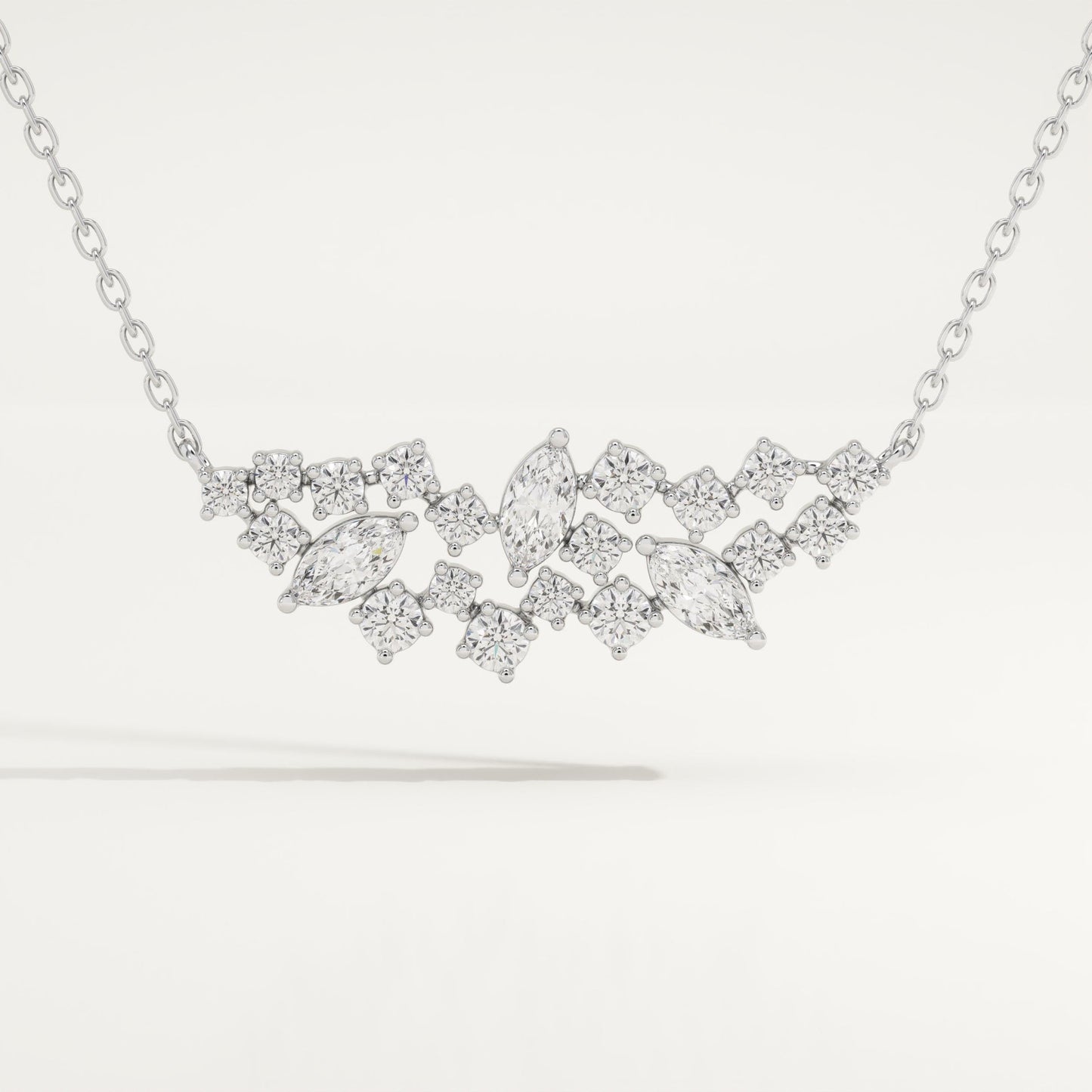 0.248 TCW Round & Marquise Lab-Grown Diamond Charm Necklace