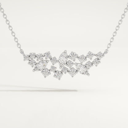 0.248 TCW Round & Marquise Lab-Grown Diamond Charm Necklace