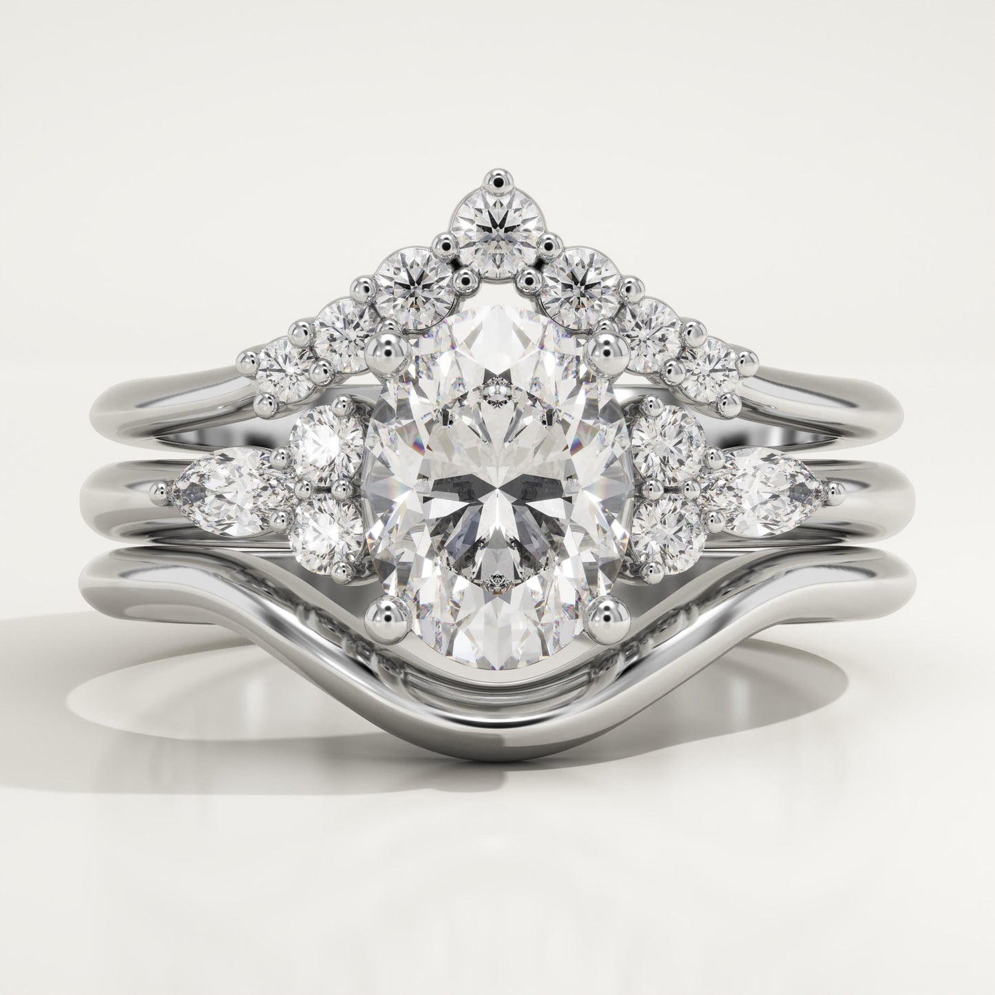 Oval Cut Cluster Lab-Grown Diamond Bridal Set