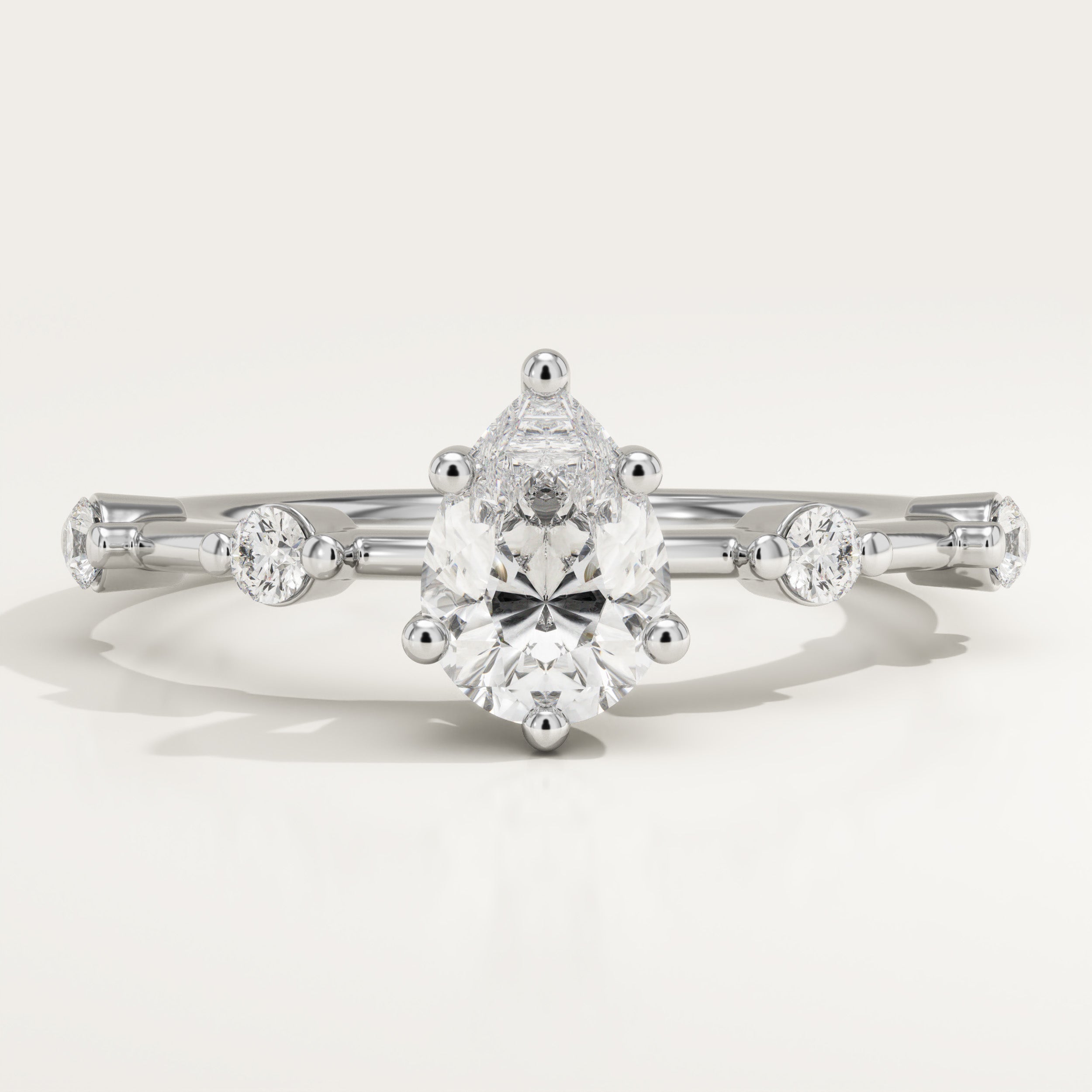 2.0 CT Pear Cut Dainty Pave Lab-Grown Diamond Engagement Ring