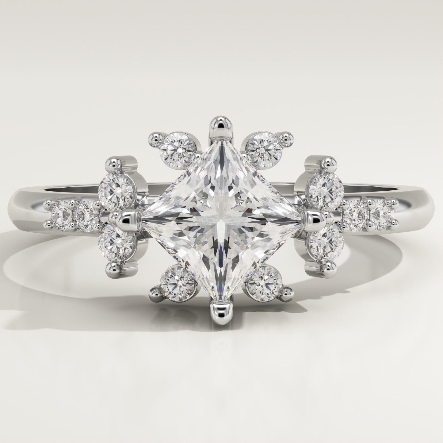 Princess Cut Cluster Lab-Grown Diamond Engagement Ring