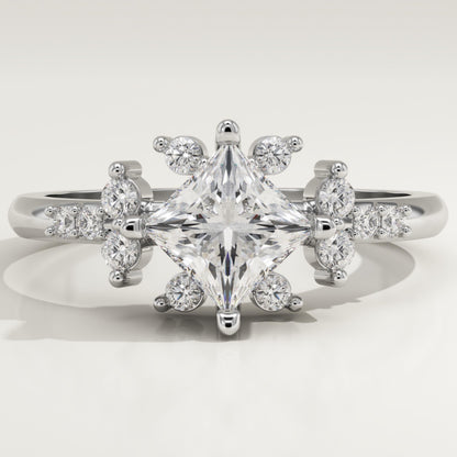 Princess Cut Cluster Lab-Grown Diamond Engagement Ring