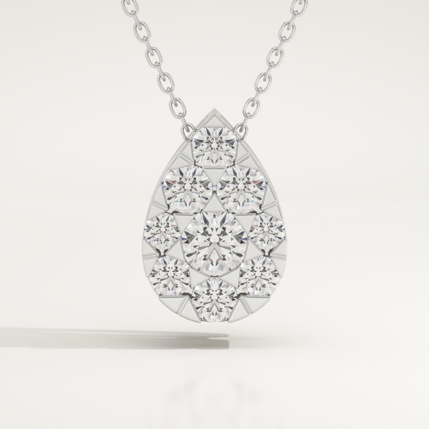 0.67 TCW Round Lab-Grown Diamond Pear Charm Necklace