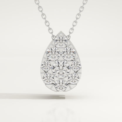 0.67 TCW Round Lab-Grown Diamond Pear Charm Necklace