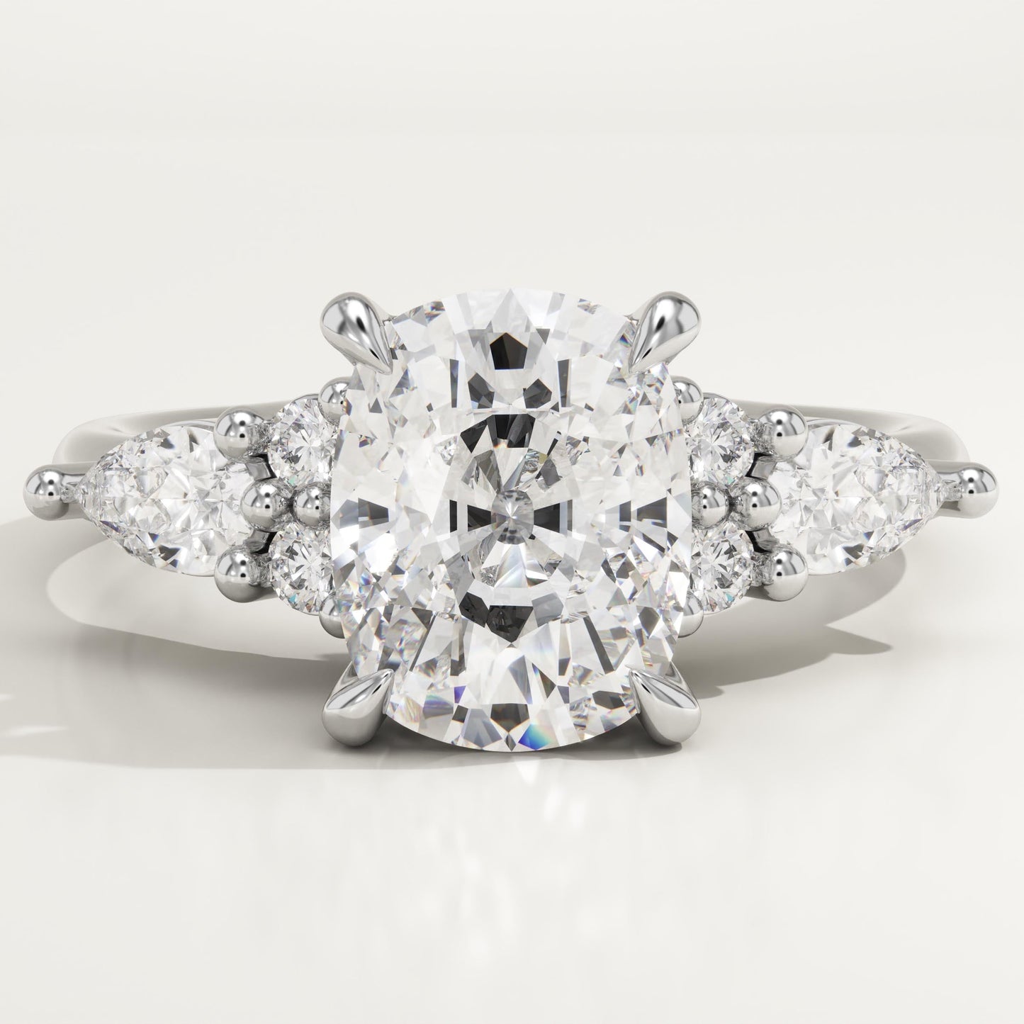 Elongated Cushion Cut Cluster Lab-Grown Diamond Engagement Ring