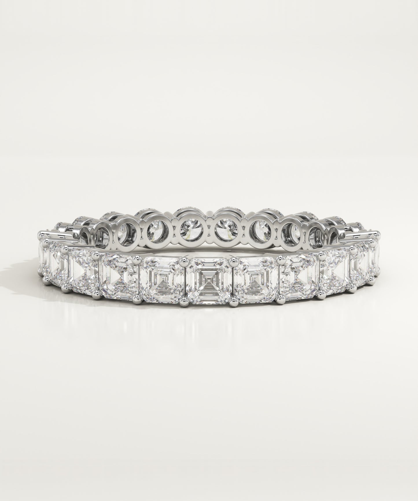 2 TCW Round & Asscher Moissanite Full Eternity Wedding Band (US Size 9 Ready To Ship)
