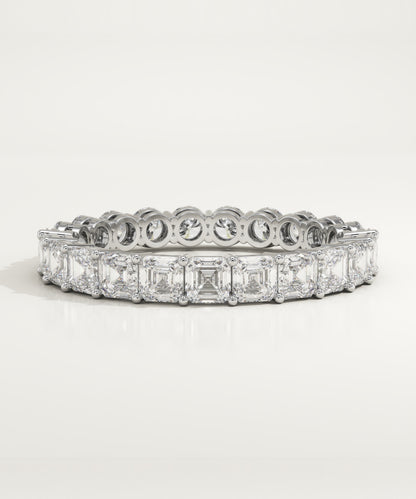 2 TCW Round & Asscher Moissanite Full Eternity Wedding Band (US Size 9 Ready To Ship)