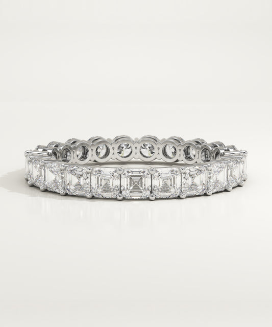 2 TCW Round & Asscher Moissanite Full Eternity Wedding Band (US Size 9 Ready To Ship)