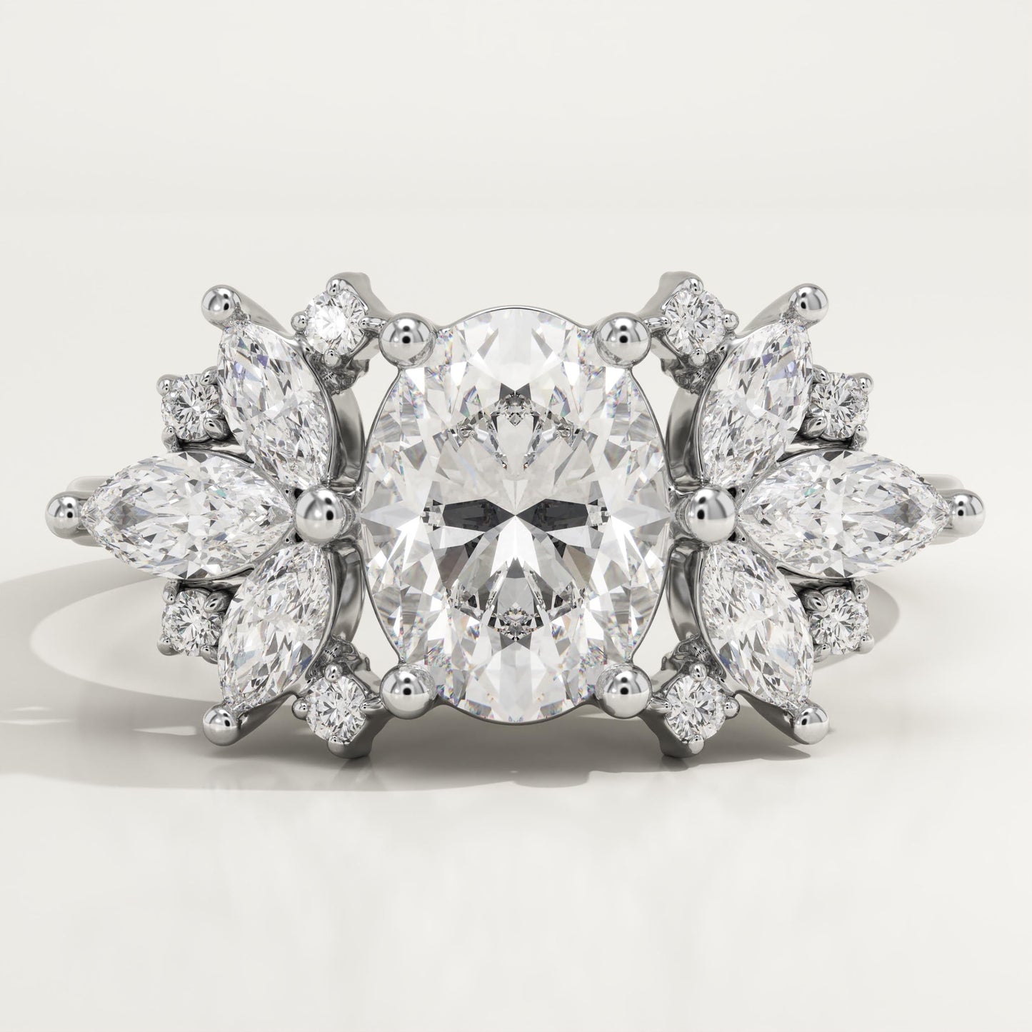 Oval Cut Cluster Lab-Grown Diamond Engagement Ring