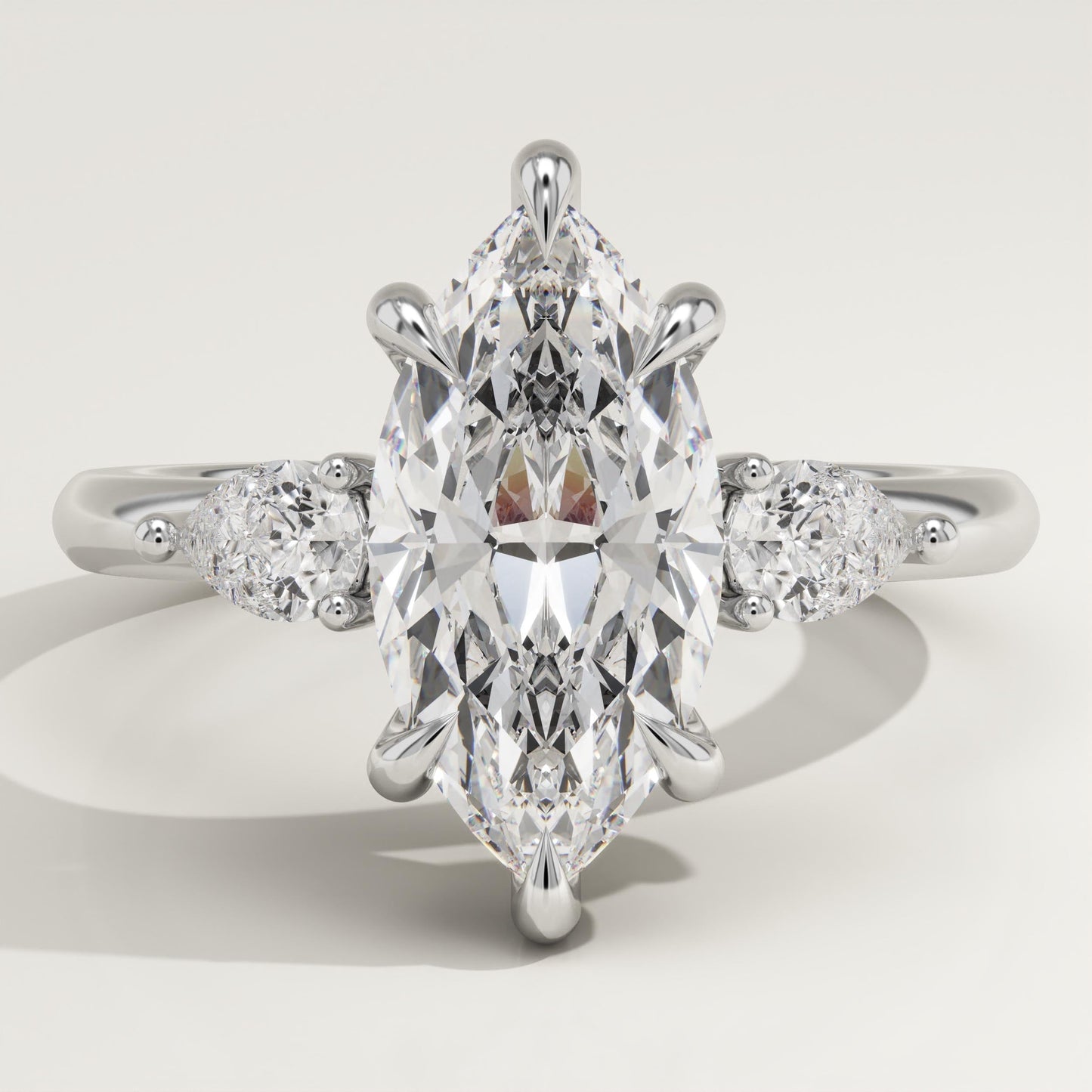 Marquise Cut Three Stone Lab-Grown Diamond Engagement Ring