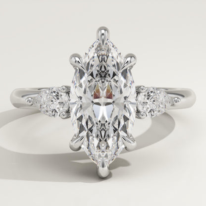 Marquise Cut Three Stone Lab-Grown Diamond Engagement Ring