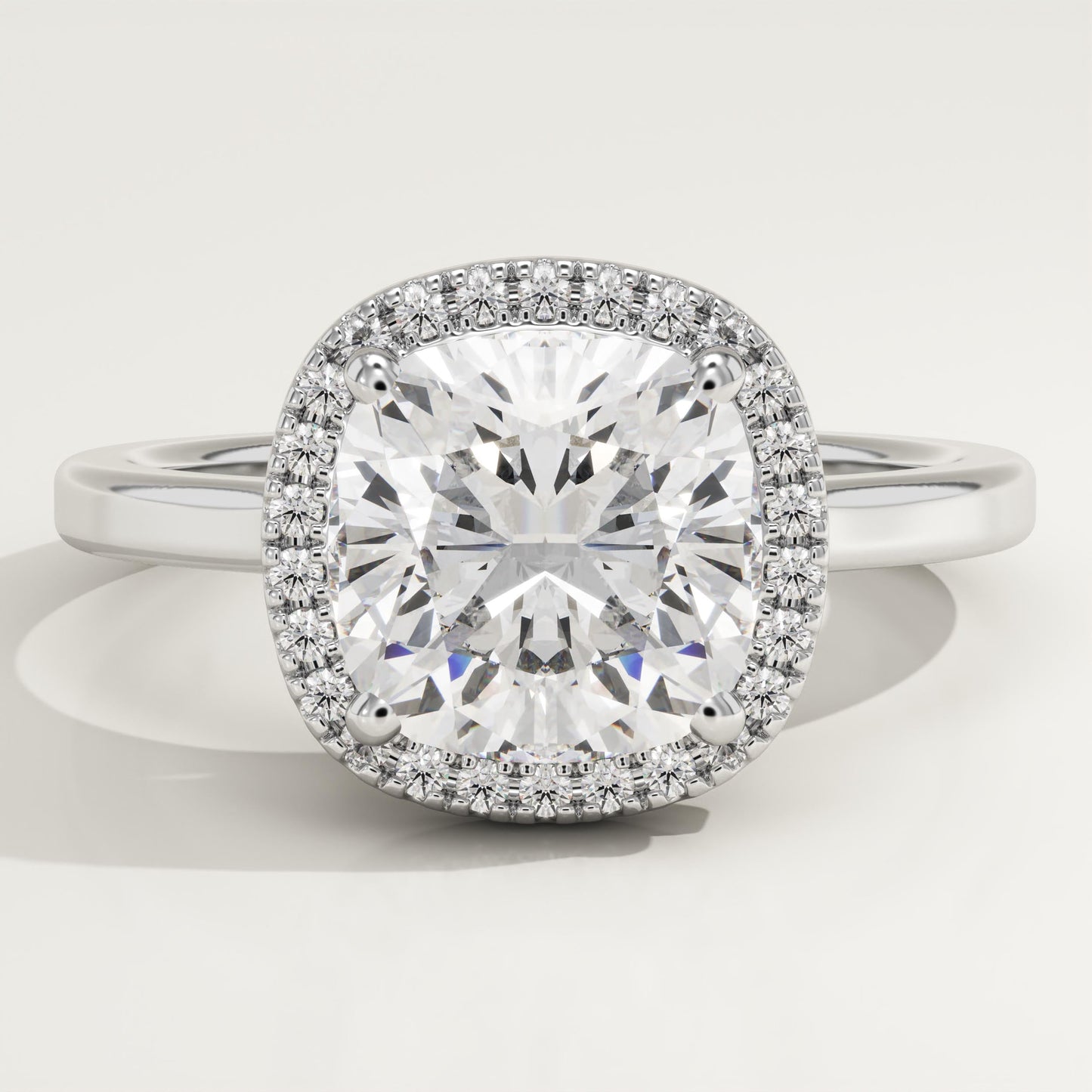 Cushion Cut Halo Lab-Grown Diamond Engagement Ring