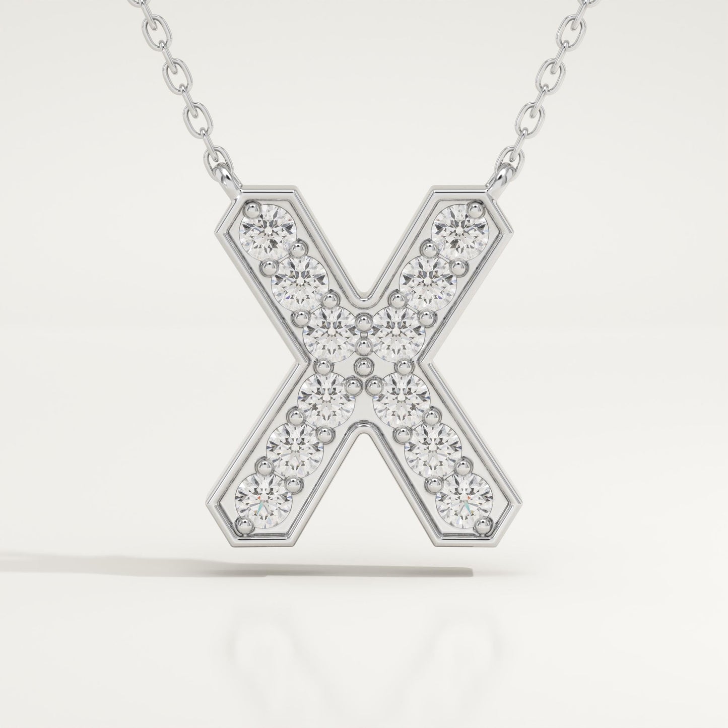 0.31 TCW Round Lab-Grown Diamond X Initial Necklace