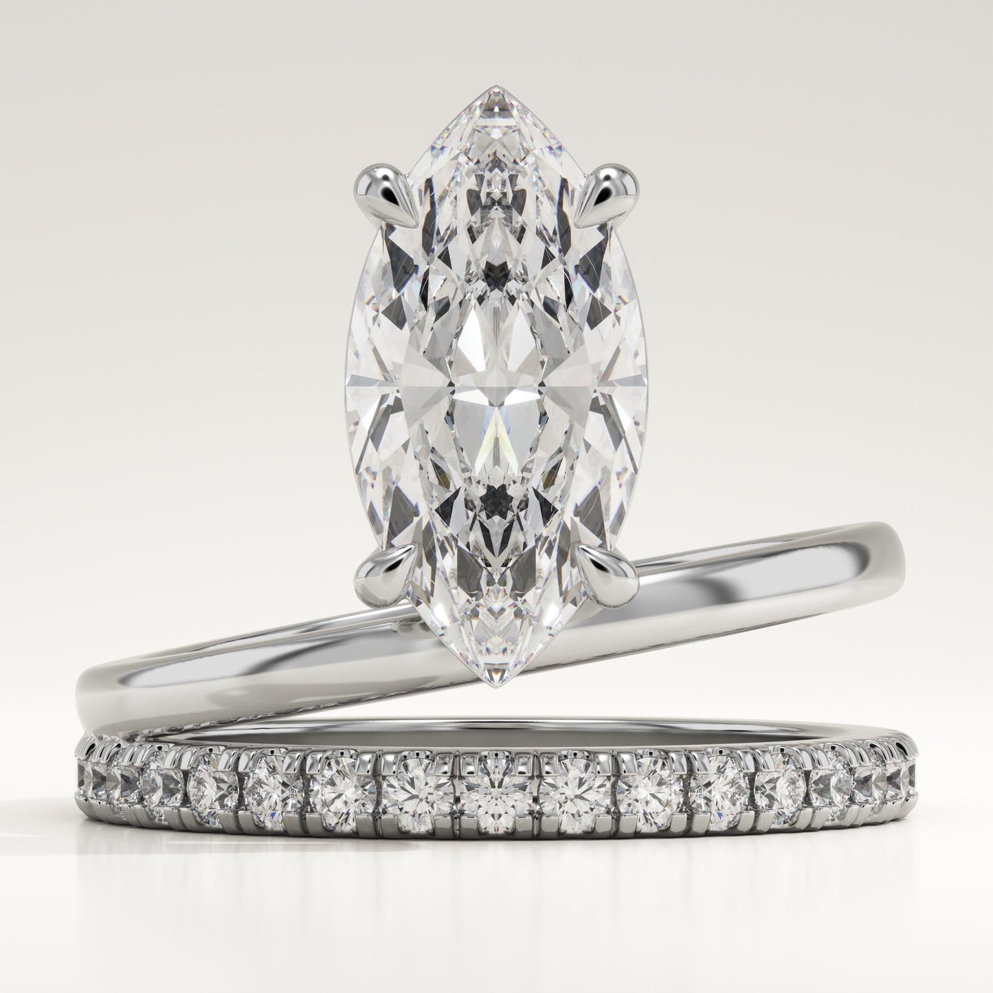 Marquise Cut Pave Lab-Grown Diamond Engagement Ring