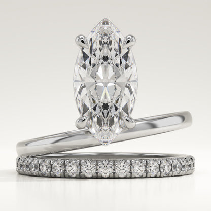 Marquise Cut Pave Lab-Grown Diamond Engagement Ring