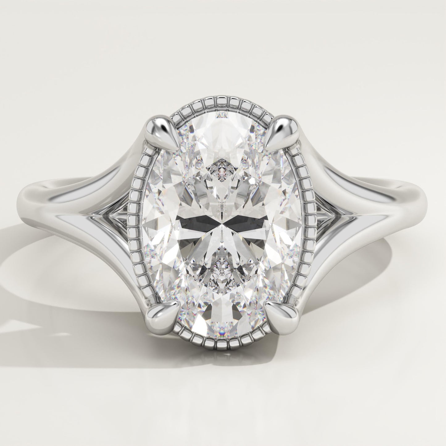 Oval Cut Split Shank Lab-Grown Diamond Engagement Ring