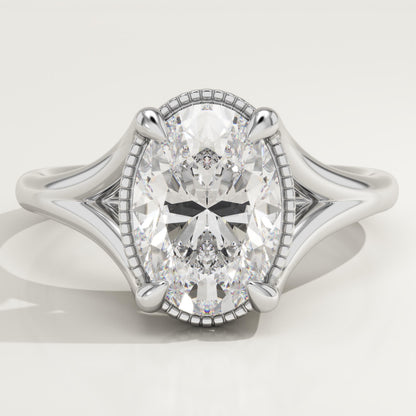Oval Cut Split Shank Lab-Grown Diamond Engagement Ring
