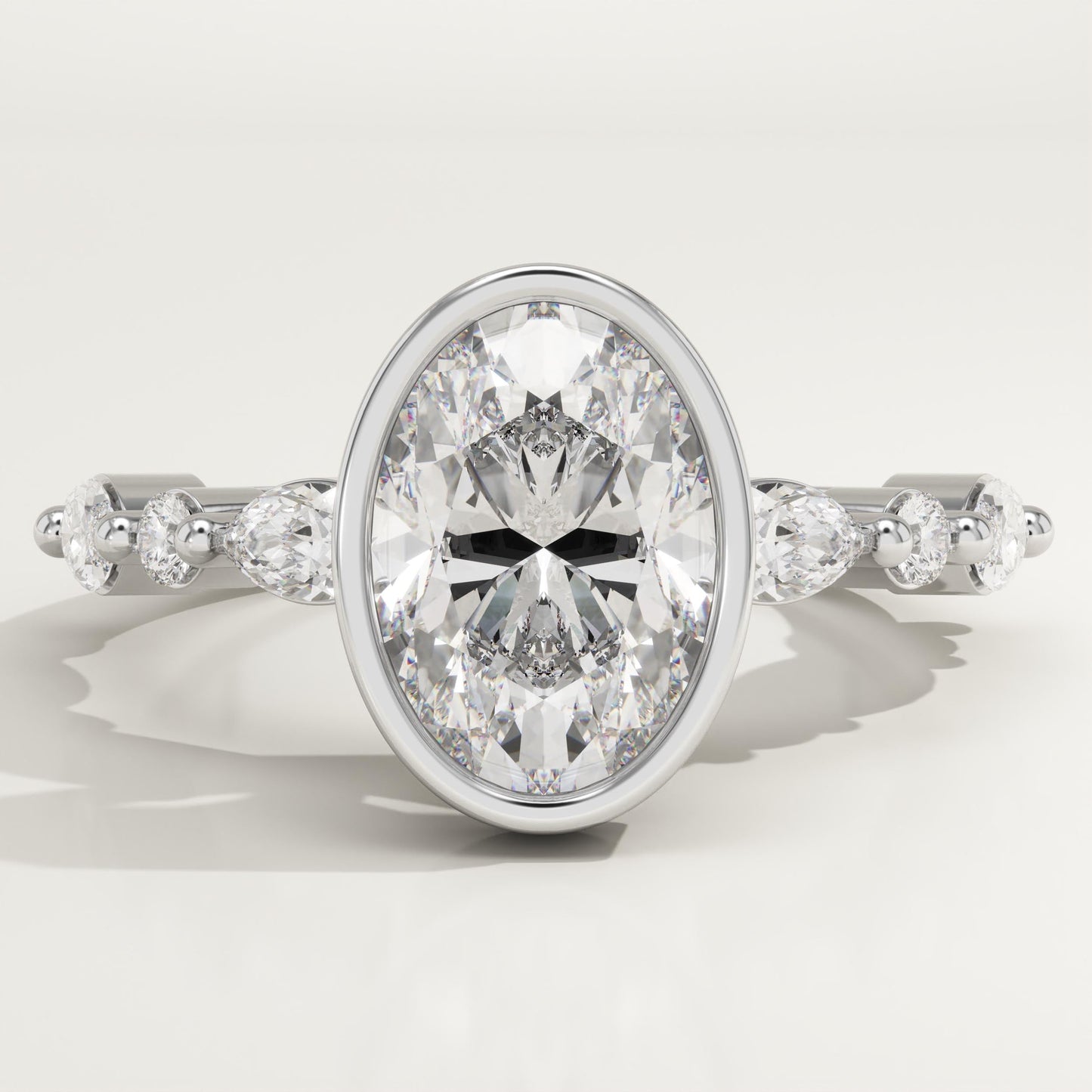 Oval Cut Bezel & Pave Lab-Grown Diamond Engagement Ring