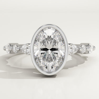 Oval Cut Bezel & Pave Lab-Grown Diamond Engagement Ring