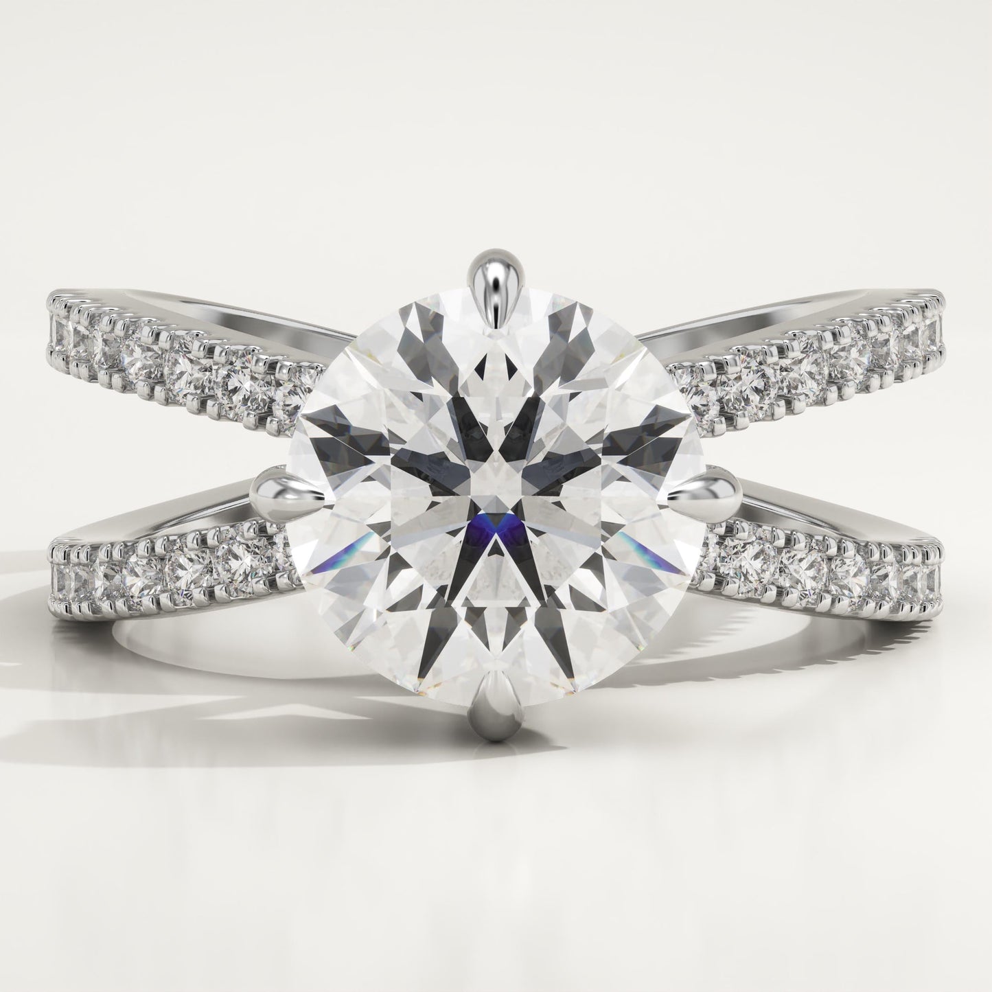Round Cut Hidden Halo & Criss Cross Pave Lab-Grown Diamond Engagement Ring