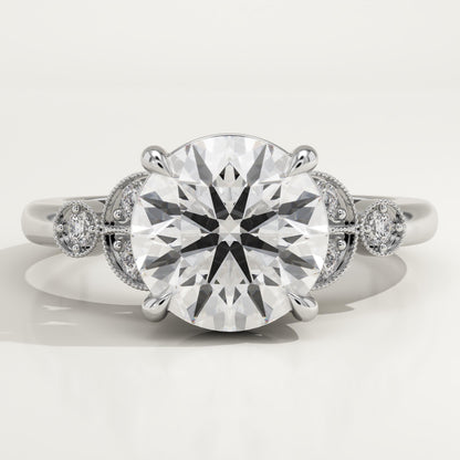 Round Cut Vintage Art Deco Lab-Grown Diamond Engagement Ring