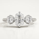 2.0 CT Elongated Cushion Cut Three Stone Lab-Grown Diamond Engagement Ring