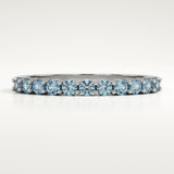 0.33 TCW Round Shaped March-Aquamarine Birthstone Wedding Band